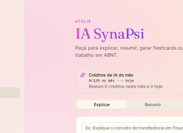 Tela real de IA SynaPsi no app SynaPsi
